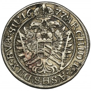 Silesia, Habsburg rule, Leopold I, 6 Kreuzer Breslau 1677 SHS