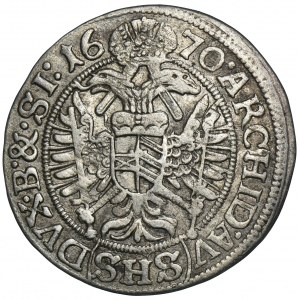 Silesia, Habsburg rule, Leopold I, 3 Kreuzer Breslau 1670 SHS