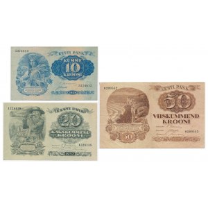 Estonia, group of 10-50 Krooni 1928 (3 pcs.)