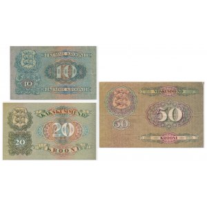 Estonia, zestaw 10-50 koron 1928 (3 szt.)