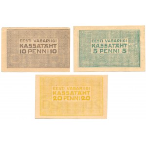 Estonia, group of 5-20 Penni 1919 (3 pcs.)
