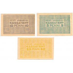 Estonia, group of 5-20 Penni 1919 (3 pcs.)