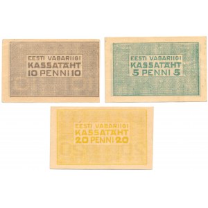 Estonia, zestaw 5-20 penni 1919 (3 szt.)