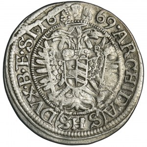 Silesia, Habsburg rule, Leopold I, 3 Kreuzer Breslau 1669 SHS