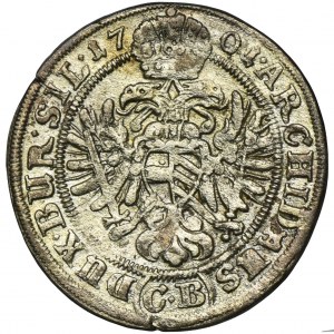 Silesia, Habsburg rule, Leopold I, 3 Kreuzer Brieg 1701 CB