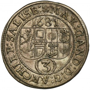 Austria, Archbishopric of Salzburg, Max Gandolf von Küenburg, 3 Kreuzer Salzburg 1681