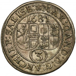 Austria, Arcybiskupstwo Salzburg, Maksymilian Gandolf von Küenburg, 3 Krajcary Salzburg 1681