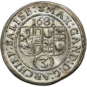 Austria, Arcybiskupstwo Salzburg, Maksymilian Gandolf von Küenburg, 3 Krajcary Salzburg 1681 - PIĘKNE