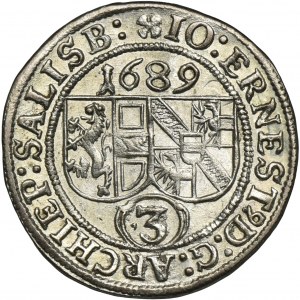 Austria, Archbishopric of Salzburg, Johann Ernest von Thun Hohenstein, 3 Kreuzer Salzburg 1689