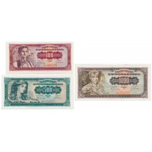 Jugosławia, zestaw 100 - 1.000 dinarów 1963 (3 szt.)