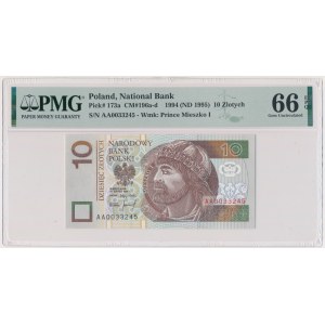 10 złotych 1994 - AA - PMG 66 EPQ