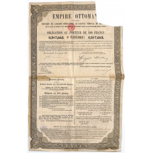 Imperium Osmańskie, obligacja na 400 franków, 1870