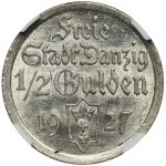 Wolne Miasto Gdańsk, 1/2 guldena 1927 - NGC MS62 - RZADKI