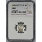 5 groschen Warsaw 1840 MW - NGC MS64