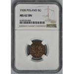 5 groszy 1928 - NGC MS62 BN