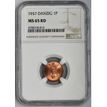 Free City of Danzig, 1 pfennige 1937 - NGC MS65 RD