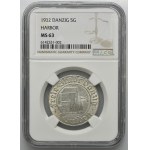 Free City of Danzig, 5 gulden 1932 Harbor - NGC MS63 - RARE AND BEAUTIFULL