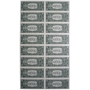 USA, arkusz 1 dolar 1995 z podkładką (16 szt.)