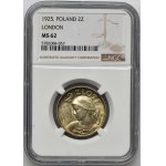 Kobieta i kłosy, 2 złote Londyn 1925 - NGC MS62 - kropka po dacie