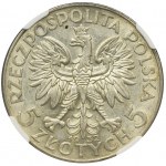 Głowa Kobiety, 5 złotych Warszawa 1932 - NGC AU55 - RZADKIE