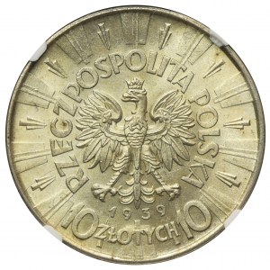 Piłsudski, 10 złotych 1939 - NGC MS63