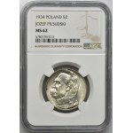 Piłsudski, 5 złotych 1934 - NGC MS62