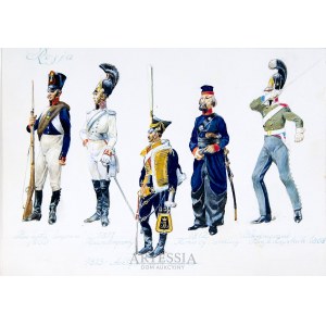 Antoni Trzeszczkowski (1902-1977), Examples of Russian army uniforms from the early 19th century.