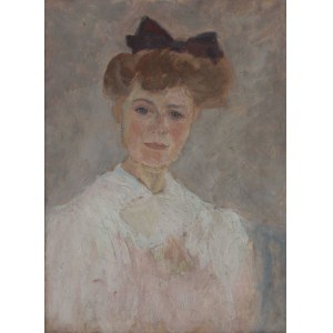 A.N .(XX w.), Portret kobiety z kokardą we włosach