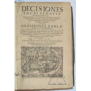 ROYSIUS Petrus, Decisiones sacri senatus Pedemontani Octaviano Cacherano, Domino Osasci,