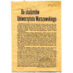 DO STUDENTÓW Uniwersytetu Warszawskiego.