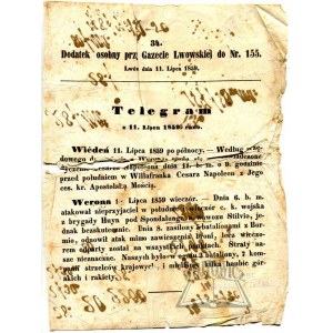 TELEGRAM z 11. Lipca 1859. rano.