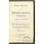 FELIŃSKI Aloizy, Pisma własne i przekładania wierszem.