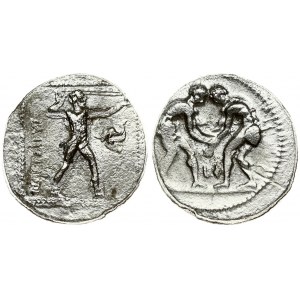 Greece Pamphylia Aspendos 1 Stater (350-333 BC). Averse: Two wrestlers grappling; between them...