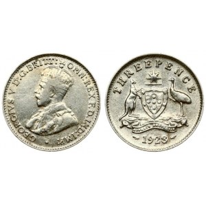 Australia 1 Threepence 1928 George V(1910-1936). Averse: Crowned bust left. Reverse: Arms. Edge Description: Plain...