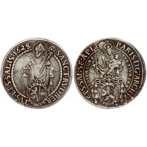 Austria SALZBURG 1 Thaler 1628/7 Paris Graf von Lodron (1619-1653). Averse: Madonna above shield of arms. Reverse: St...