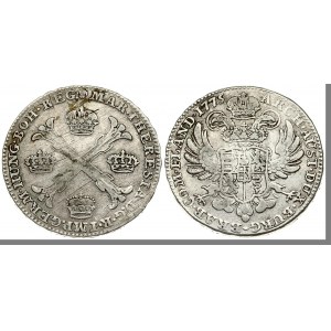 Austria Netherlands 1 Thaler 1775(b) Maria Theresa(1740-1780). Averse: 4 crowns in the angles of a floriated St. Andrew...