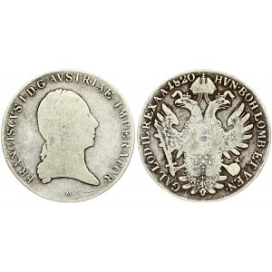 Austria 1 Thaler 1820M Franz II (I)(1792-1835). Averse: Laureate head right. Reverse: Crowned imperial double eagle...