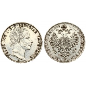 Austria 1 Florin 1860A Franz Joseph I(1848-1916). Averse: Laureate head right. Reverse: Crowned imperial double eagle...