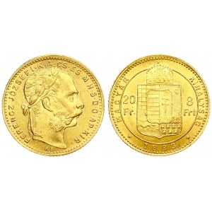 Austria Hungary 8 Forint 20 Francs 1883 KB Franz Joseph I(1848-1916). Averse: Laureate head right. Reverse...