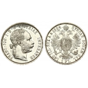 Austria 1 Florin 1884 Vienna Franz Joseph I(1848-1916). Averse: Laureate head right. Reverse...