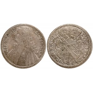 Croatia Ragusa 1Tallero 1769. Averse: Bust left. Averse Legend: RECTOR • REI •RHACVSIN •. Reverse: Crowned ornate arms...