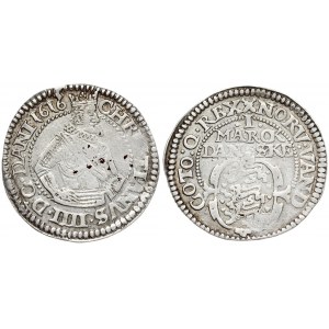 Denmark 1 Mark 1616 Copenhagen mint. Christian IV(1588 - 1648). Averse: Crowned 1/2-length figure right date in legend...