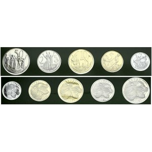 Ethiopia 1 - 50 Cents 1977 SET. With Pack & Certificate. Lot of 5 Coins