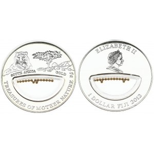 Fiji 1 Dollar 2012 Elizabeth II(1952-). Averse: Bust with tiara right. Reverse: South Africa Gold pearls encased...