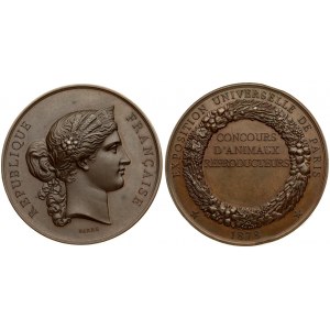 France Medal 1878 universal exhibition of Paris  competition of breeding animals. Copper. Weight 64.73 gr...