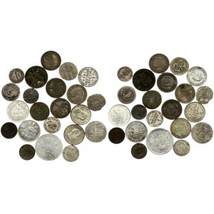 Germany 1/48-1/24 Thaler & 1 Grote & 1-3 Kreuzer & 1/2-1 Silber Groschen & 1/2- 1 Mark (1741-1915). Silver. Billon...