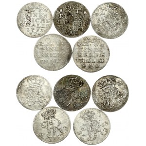Germany PRUSSIA 1/24 Thaler 1752 -1756A & 1753F. Friedrich II(1740-1786). Averse: Crowned monogram. Reverse: Value...