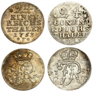 Germany PRUSSIA 1/24 Thaler 1753F & 1757A Friedrich II(1740-1786). Averse: Crowned monogram divides date. Reverse...
