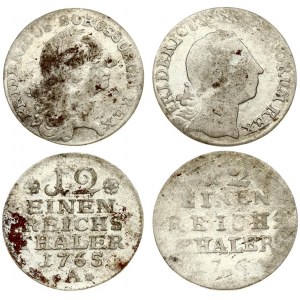 Germany PRUSSIA 1/12 Thaler 1764-1765A Friedrich II(1740-1786). Averse: Larger head. Reverse: Value; date...
