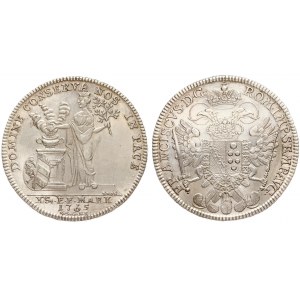 Germany NURNBERG 1 Thaler 1765 SS-GNR Averse: Crowned; divided shield within Order chain on eagle's breast...
